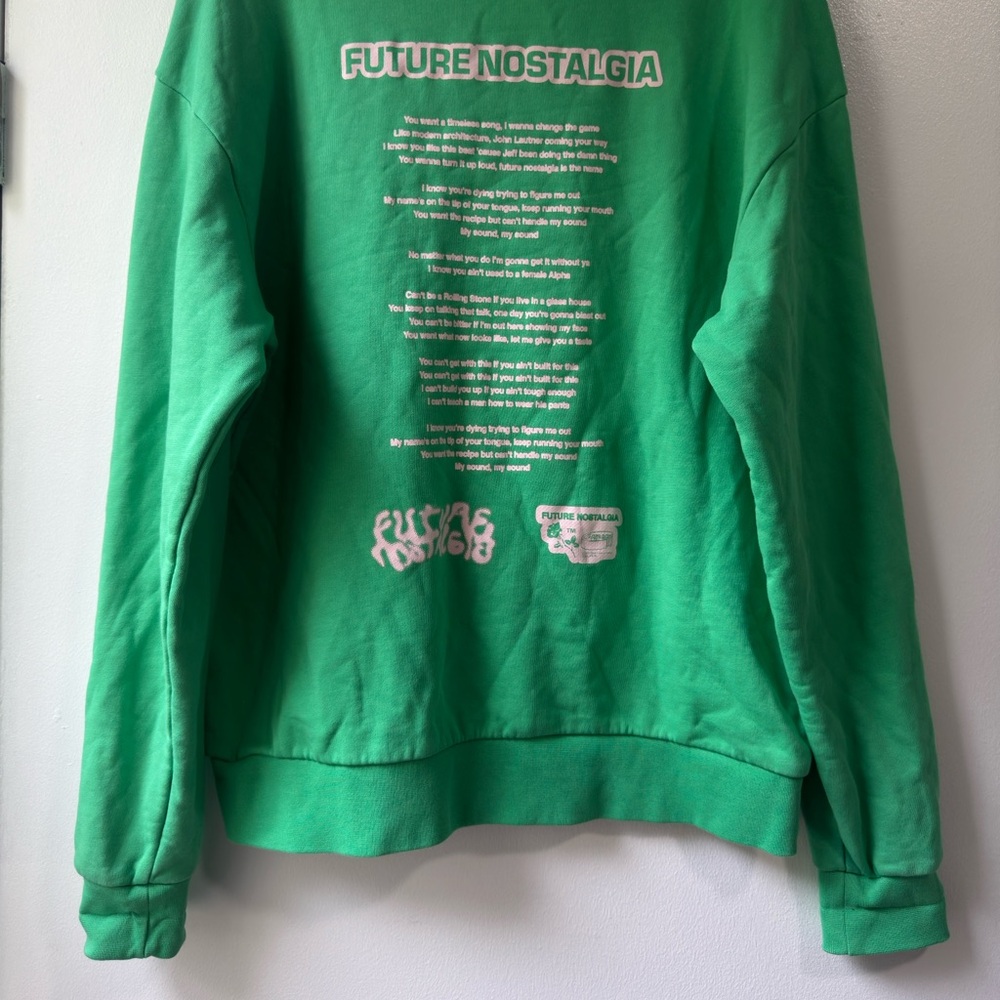 DUA LIPA PANGAIA X FUTURE NOSTALGIA Vibrant Green Crew Neck Sweater - Picture 6 of 10